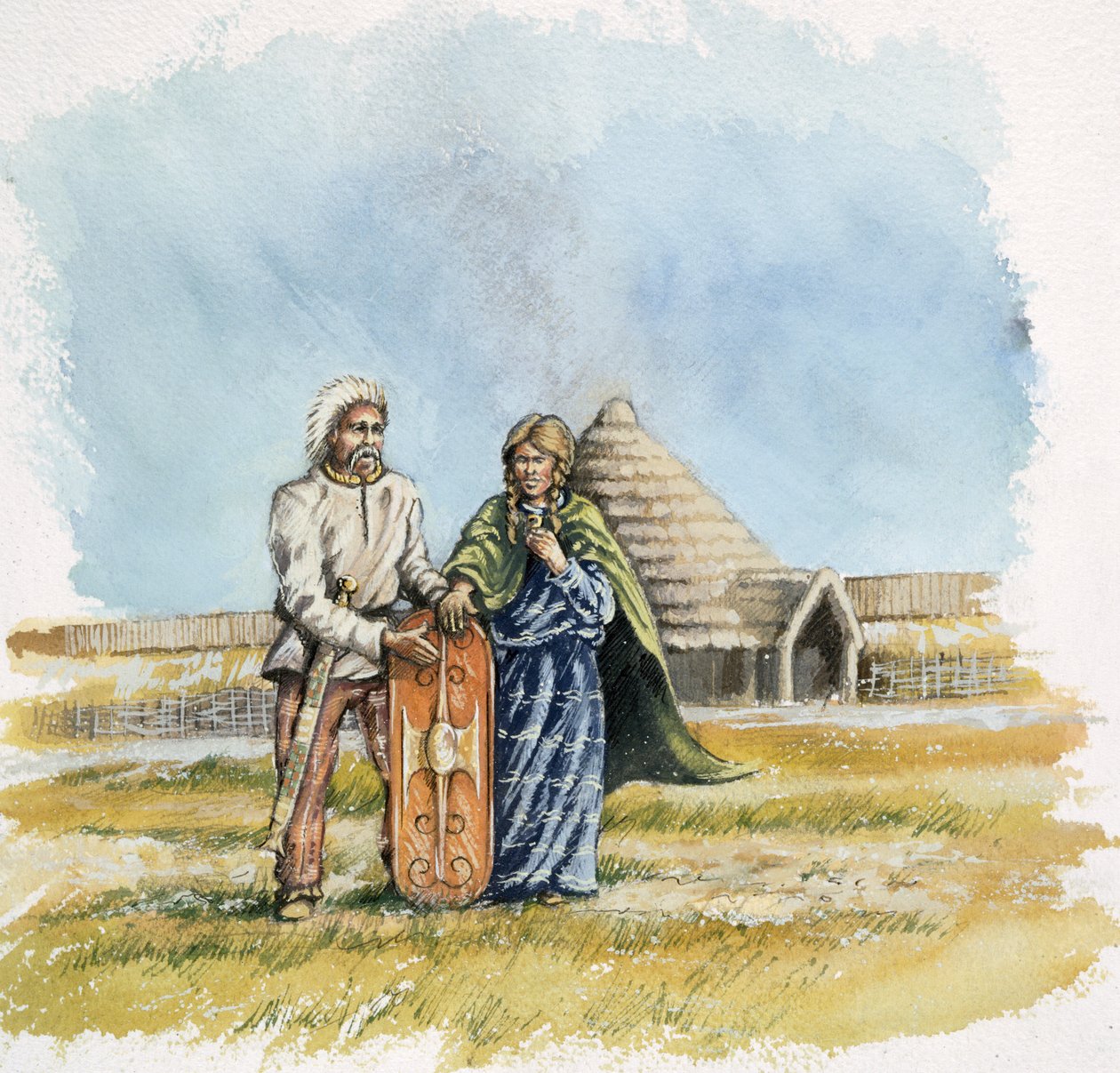 Jernalder mann og kvinne, c400BC, c1990-2010 av Peter Dunn