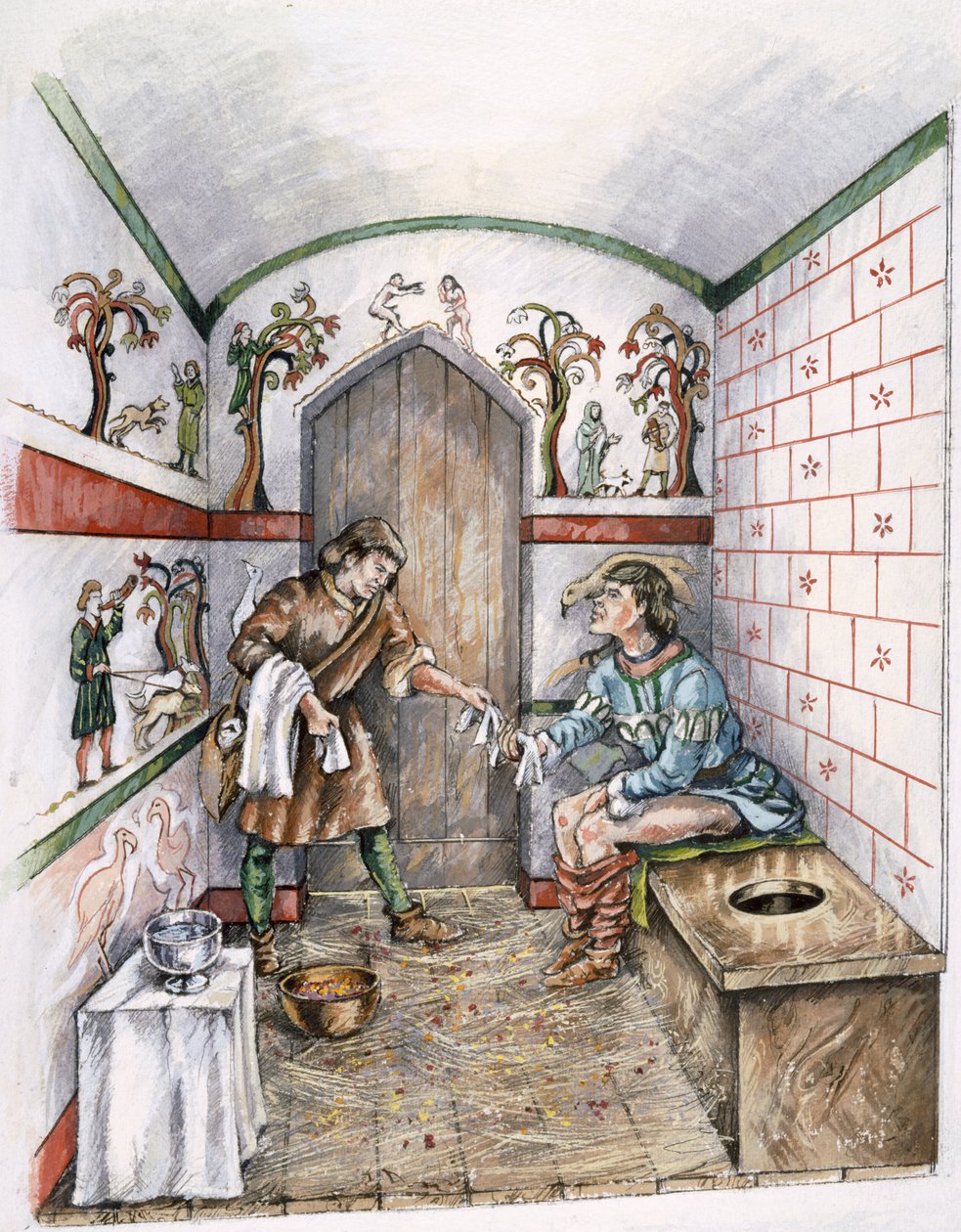 Middelalderlatrine, c1350, c1990-2010 av Peter Dunn