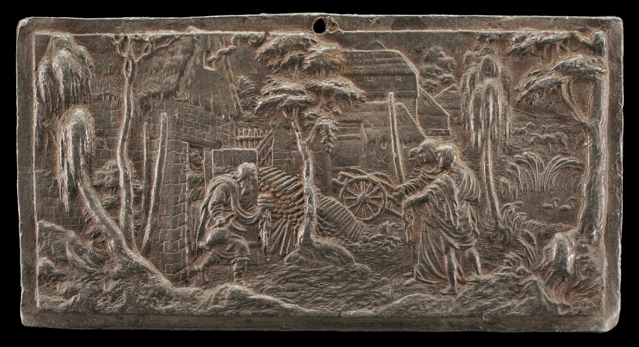 Abraham ønsker de tre englene velkommen, ca. 15251535. av Peter Flötner
