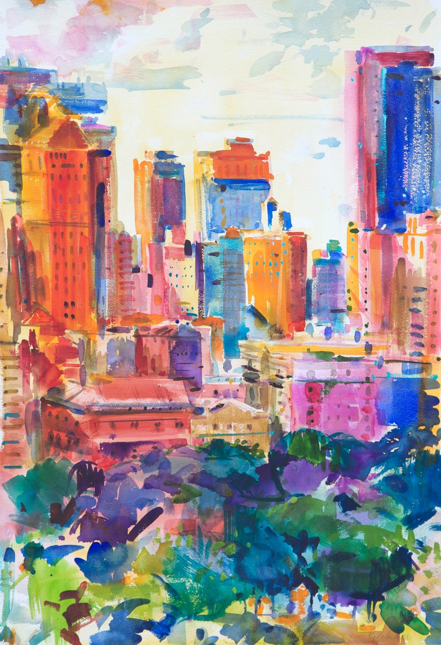 Central Park West, 2011 (wc på papir) av Peter Graham (Contemporary)