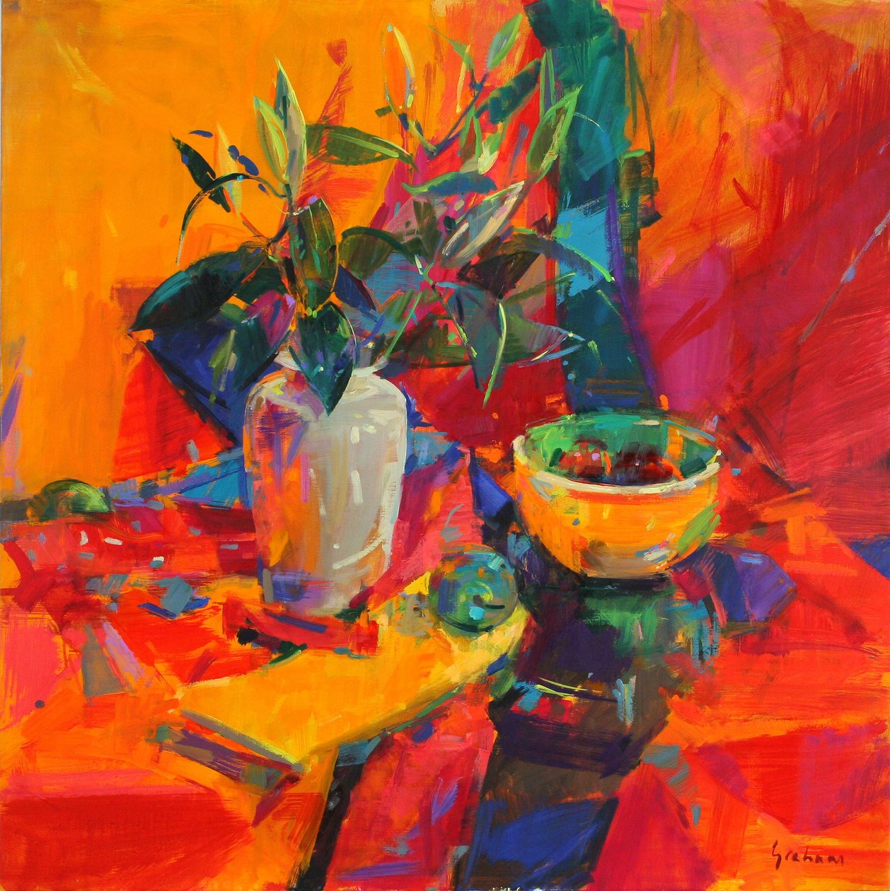 Liljer på en rød bakke, 2012 av Peter Graham (Contemporary)