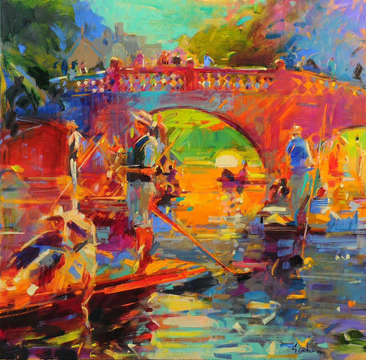 Punts, Clare Bridge av Peter Graham (Contemporary)