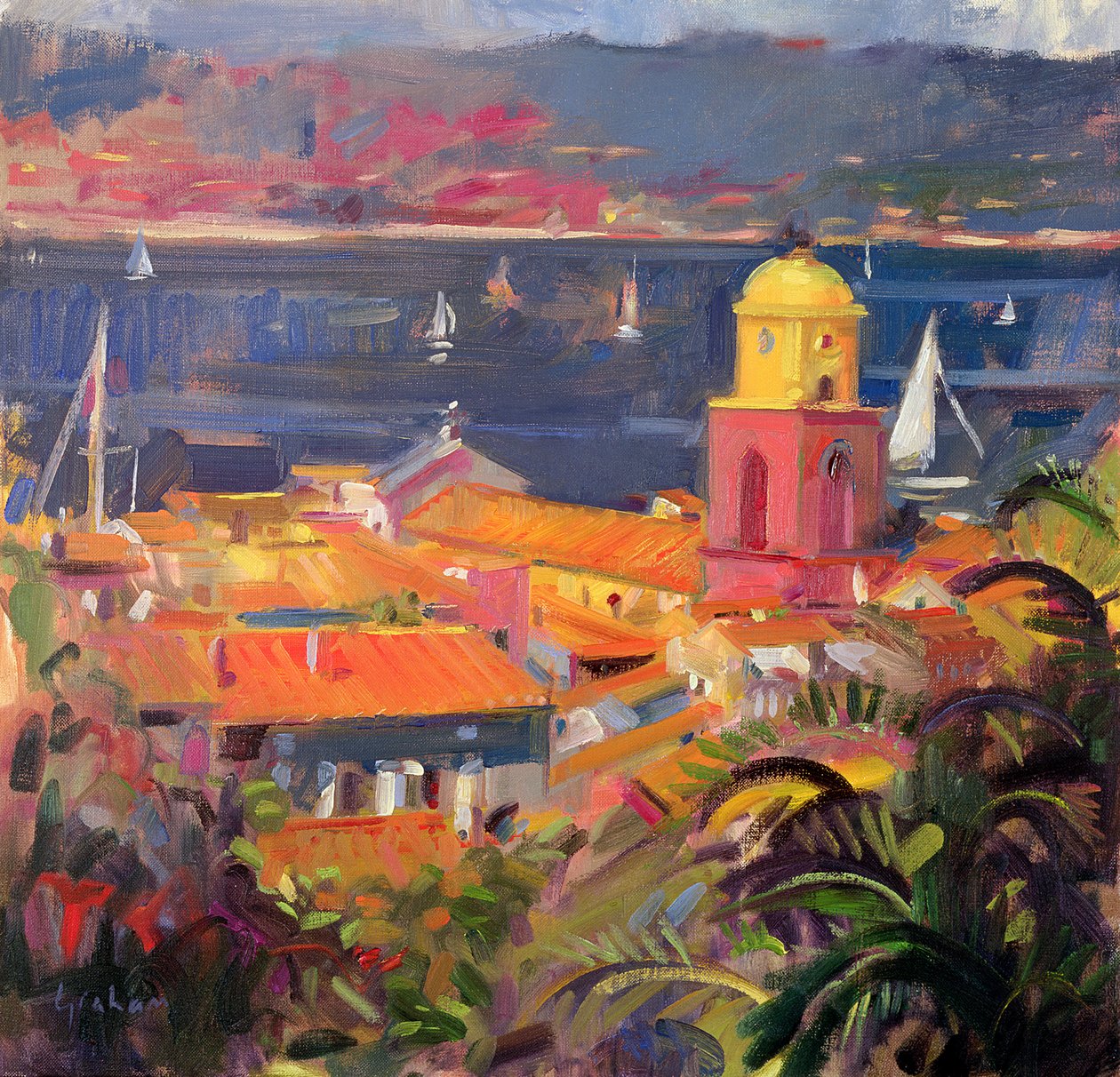 St Tropez Sailing, 2002 av Peter Graham (Contemporary)