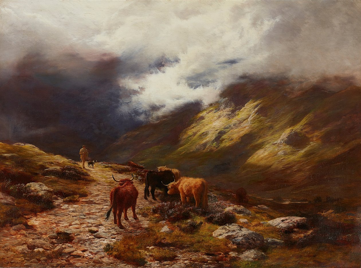 A Mountain Road (olje på lerret) av Peter Graham