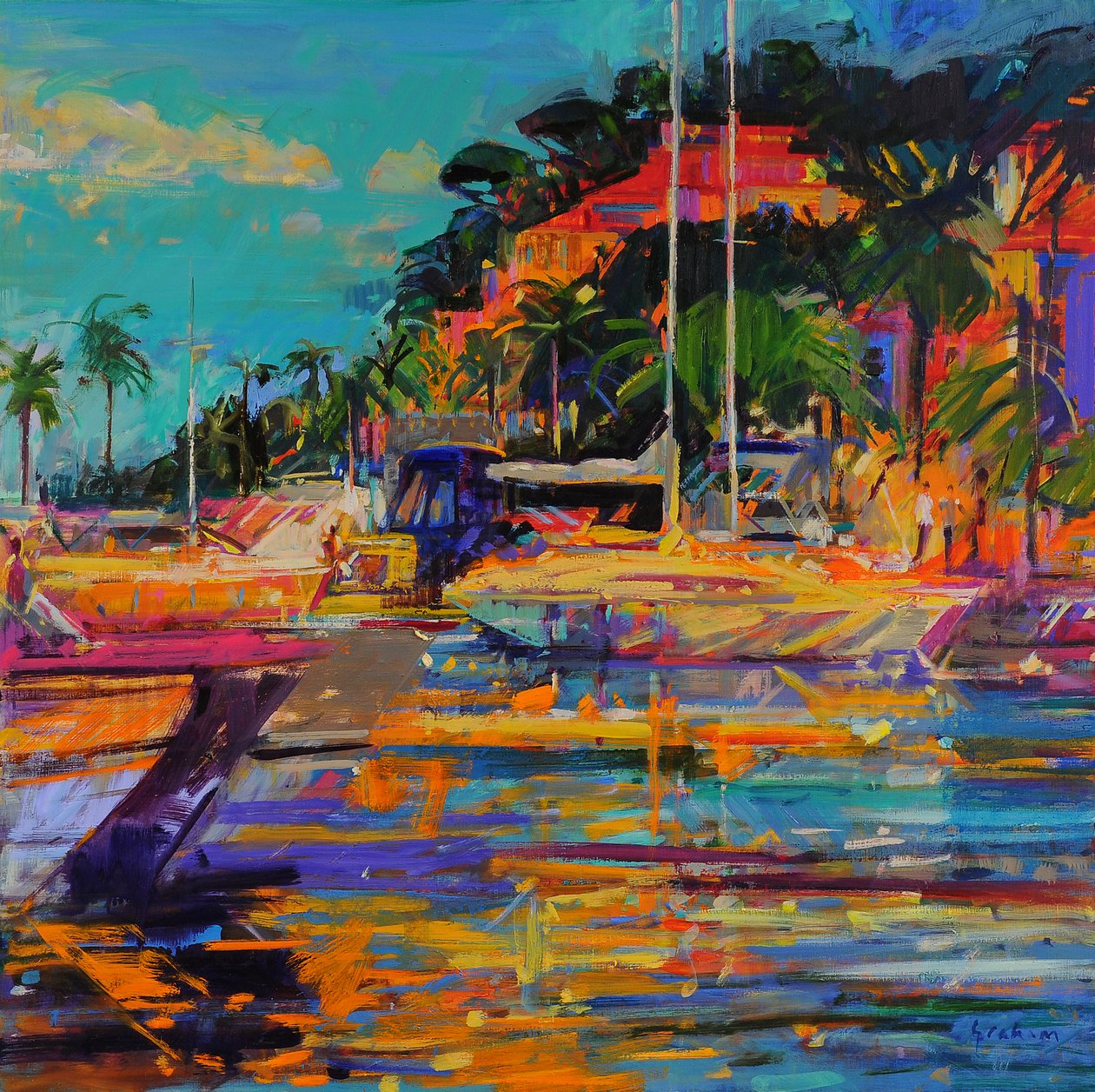Cavalaire-sur-Mer, 2023 (olje på lerret) av Peter Graham