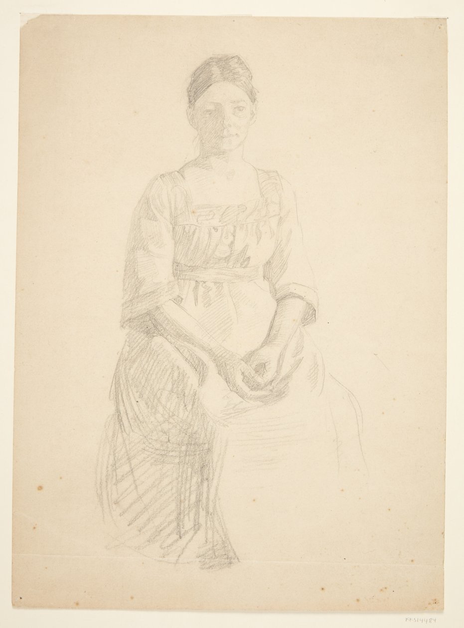 Kunstnerens kone sitter som modell for et portrett av fru Thora Karl Madsen til maleriet: Faaborg Museums innvielse (1910-11) av Peter Hansen