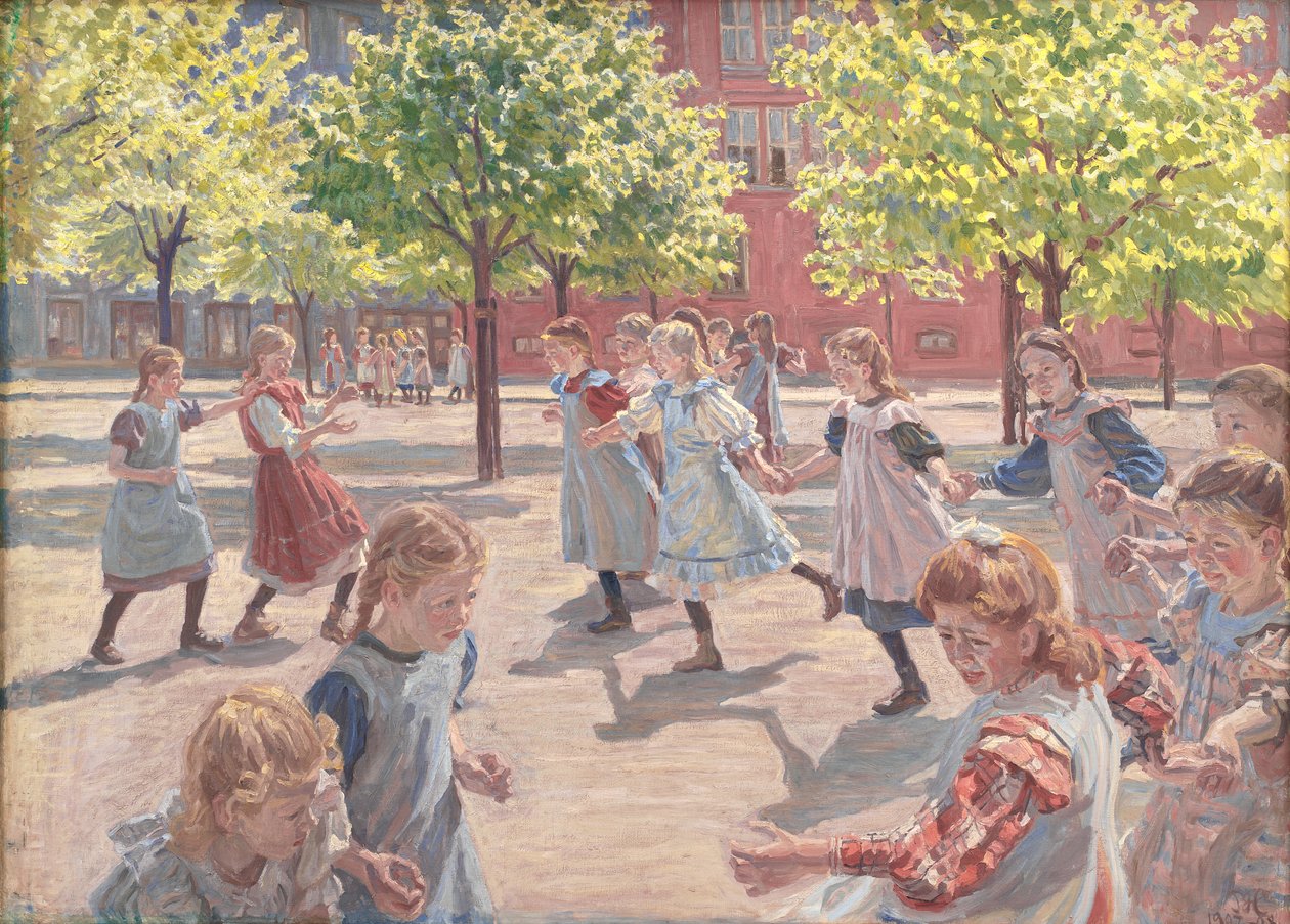 Lekende barn, Enghave plass av Peter Hansen