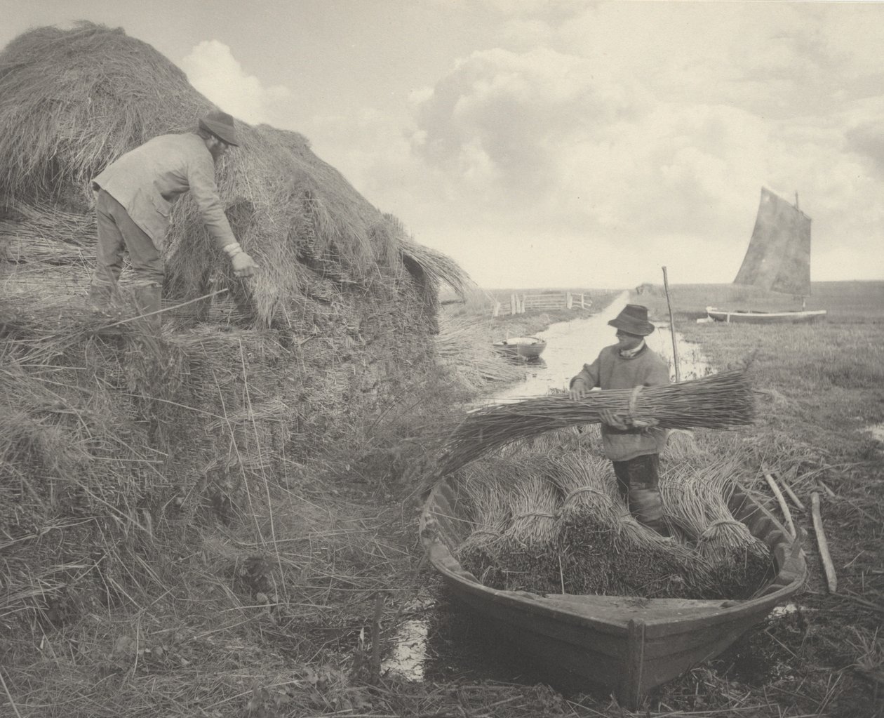 Ricking the Reed, 1886. Skapere: Dr Peter Henry Emerson, Thomas Frederick Goodall. av Peter Henry Emerson, Thomas Frederick Goodall