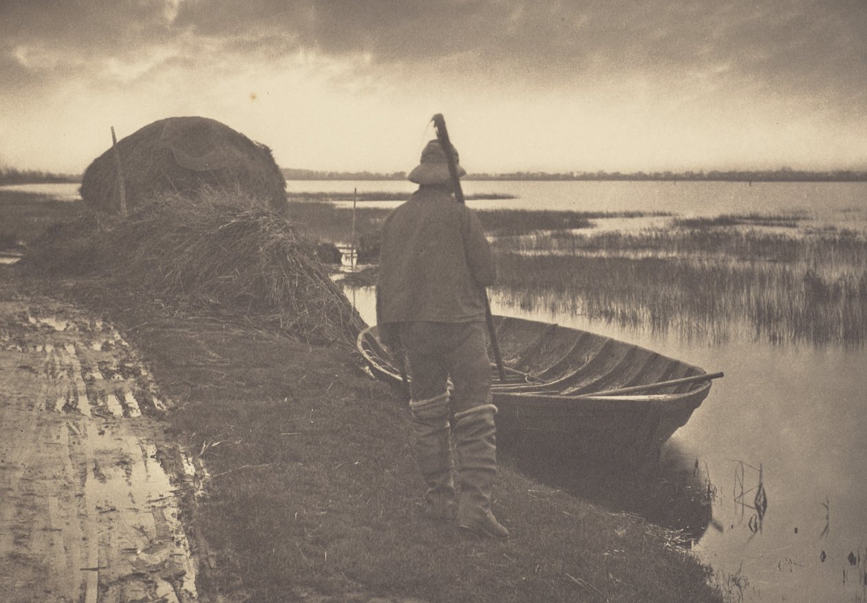 Mann fra myra på vei for å skjære siv av Peter Henry Emerson