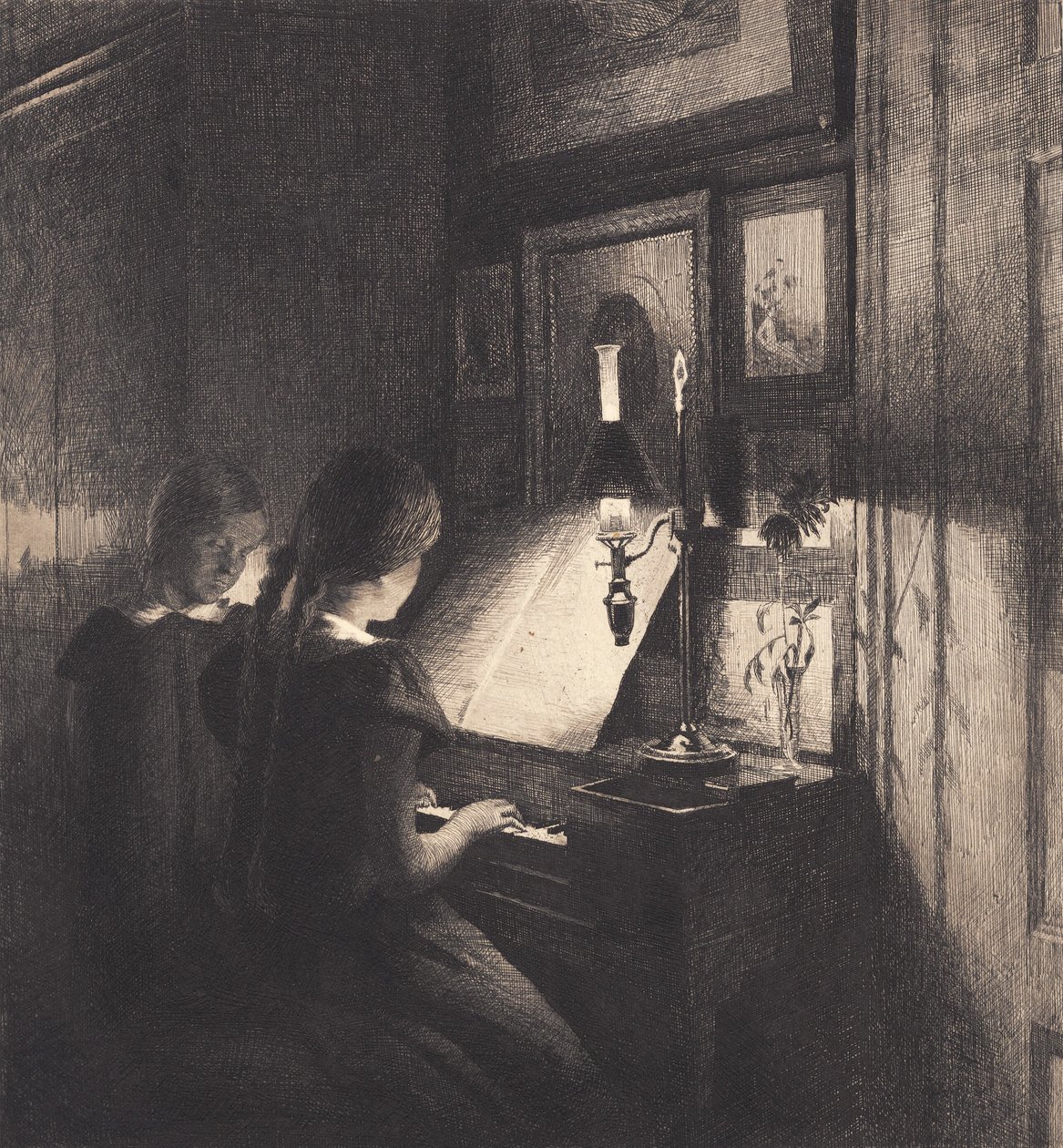 To små jenter ved et piano av Peter Vilhelm Ilsted