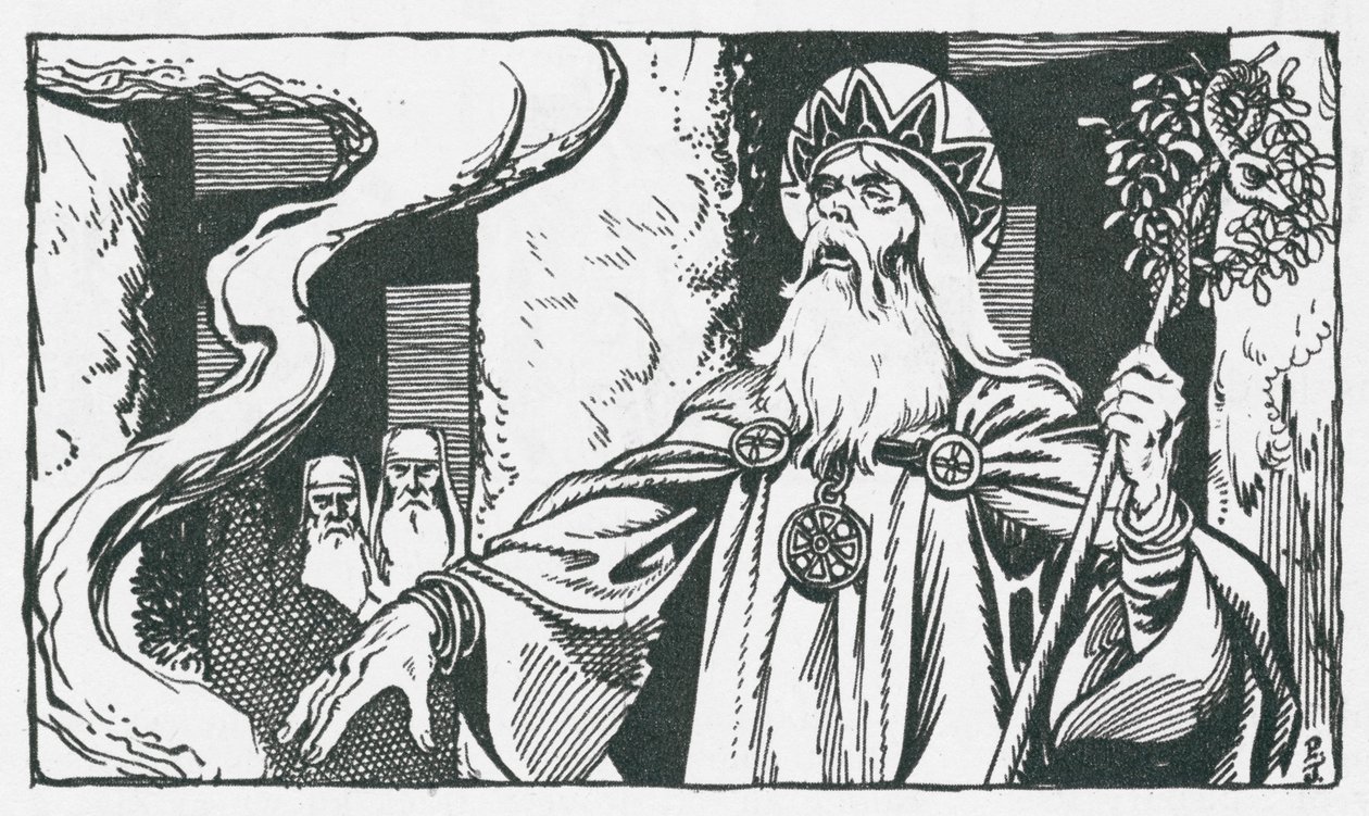 Druidenes ritualer på altersteinen (litografi) av Peter Jackson