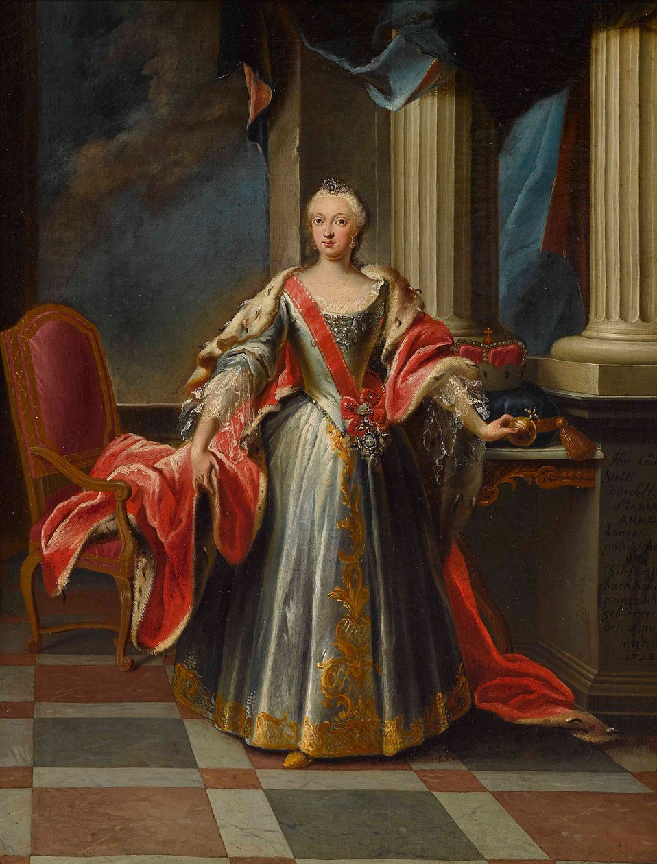 Portrett av Maria Anna Sophia av Sachsen 1728-1797, kurfyrste av Bayern. av Peter Jacob Horemans