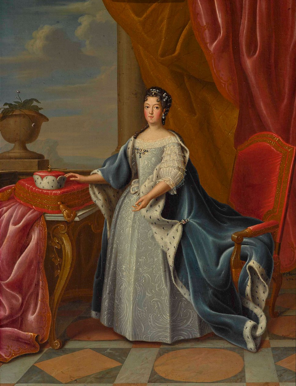 Portrett av Theresa Kunegunda Sobieska 1676-1730, kurfyrste av Bayern. av Peter Jacob Horemans