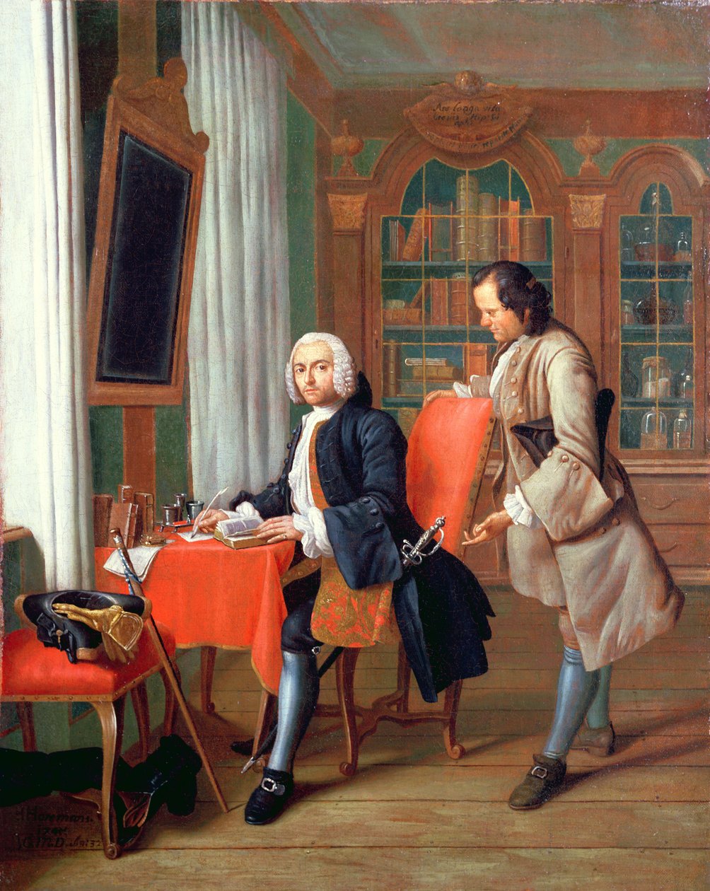 To herrer i et bibliotek av Peter Jacob Horemans