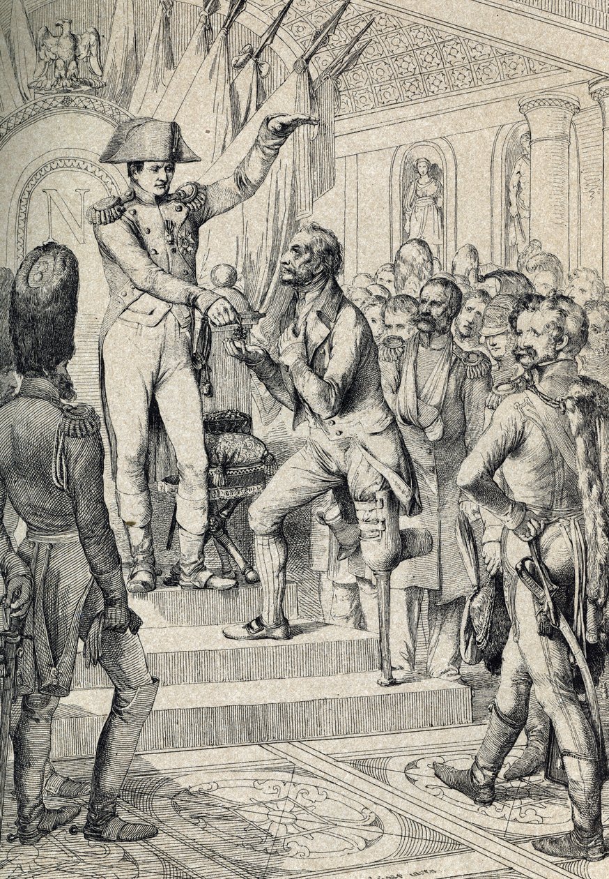 Første utdeling av korsene til Legion d'honneur (grunnlagt i 1802) til Invalidekirken 14. juli av Peter Johann Nepomuck Geiger