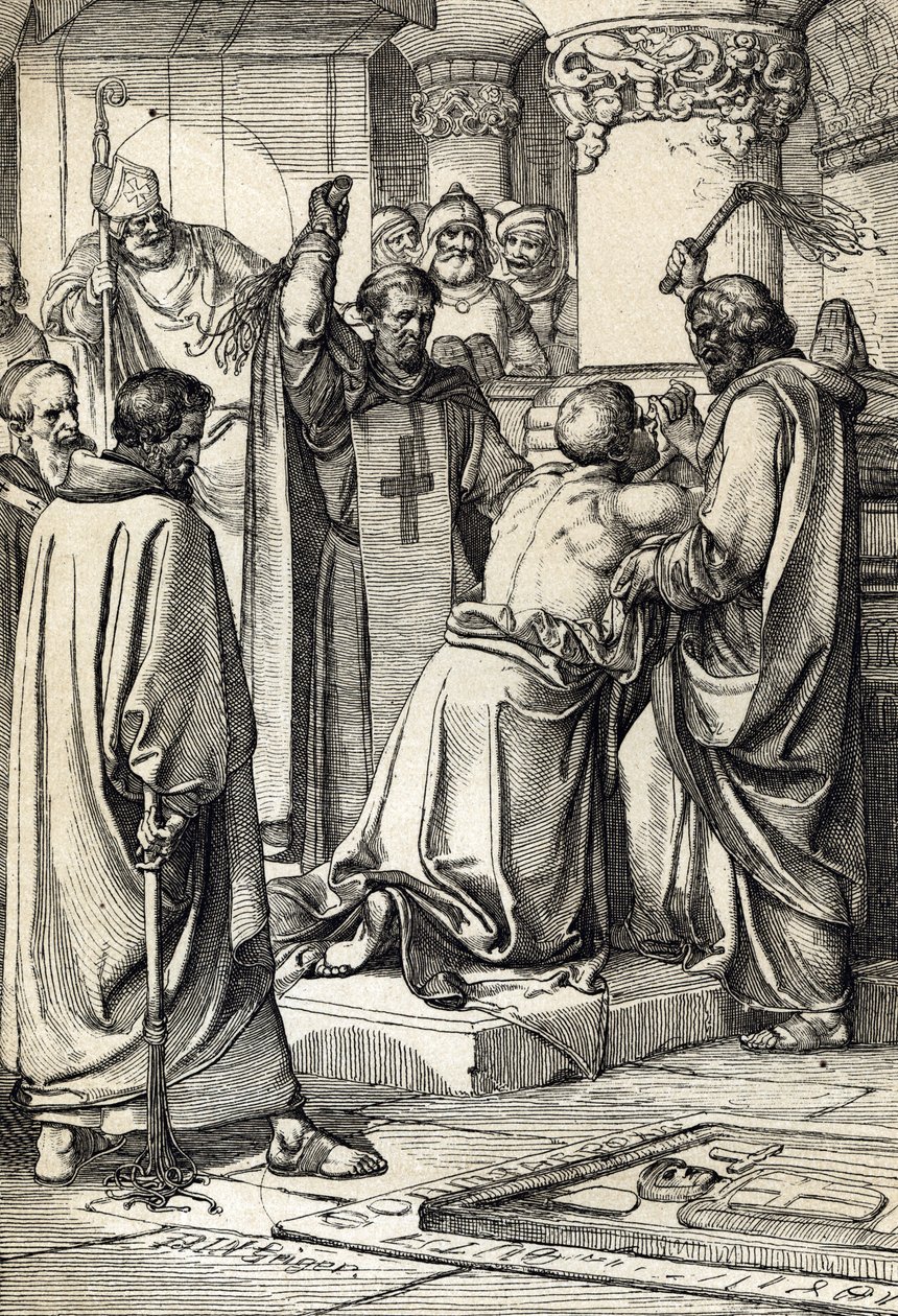 Kong Henrik II av England (1133-1189) impliserer i attentatet på Thomas Becket tro anger ved graven til erkebiskopen av Peter Johann Nepomuck Geiger