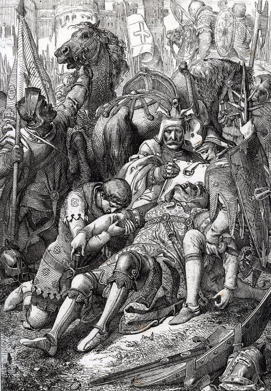 Kong Vilhelm Erobreren såret av sin sønn Robert II av Normandie dit Courteheuse (1051-1134) ved festningen Gerberoy av Peter Johann Nepomuck Geiger