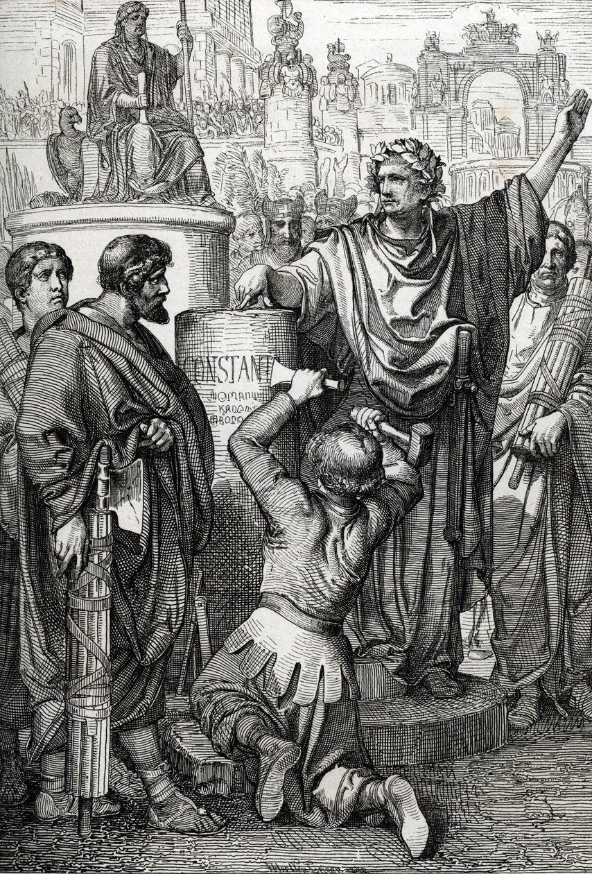 Grunnleggelsen av Konstantinopel av keiser Konstantinopel den store som overførte den keiserlige hovedstaden til Byzantium, som han ga nytt navn til Konstantinopel av Peter Johann Nepomuck Geiger