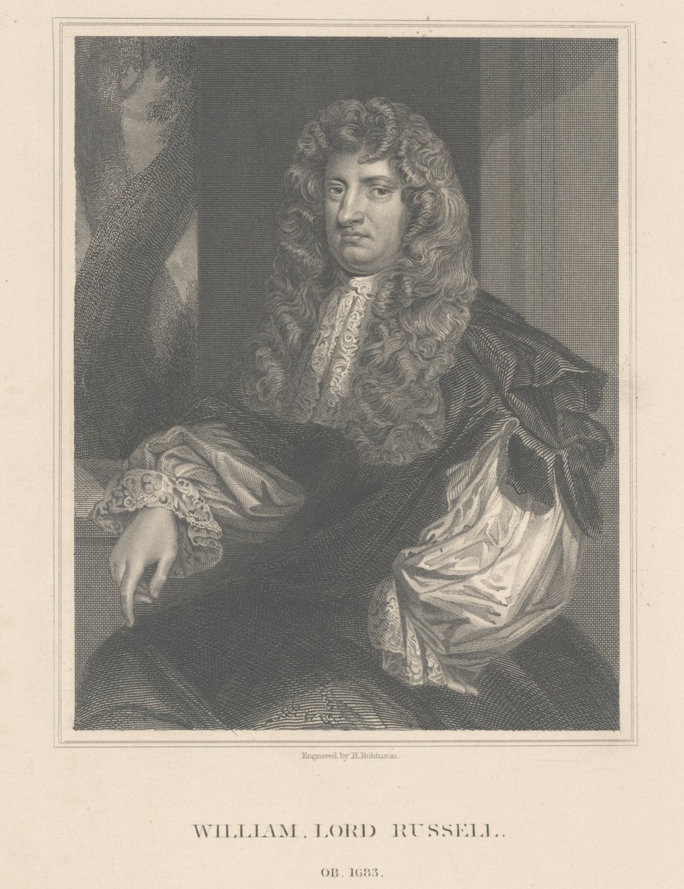 Portrett av Lord William Russell, gravert av H. Robinson av Peter Lely