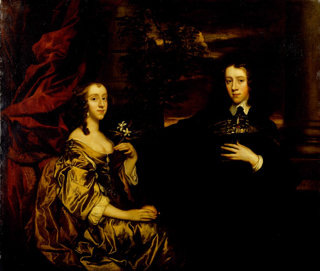 Portrett av en ung herre og hans kone, ca. 1655-58 (olje på lerret) av Peter Lely