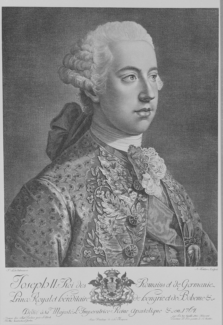 Joseph II, den hellige romerske keiseren, gravert av Anton Tischler av Peter Lion