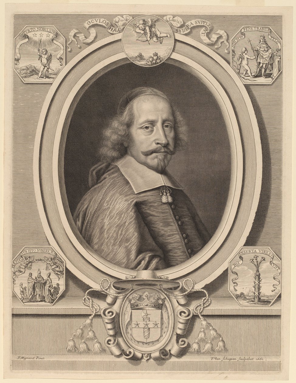Kardinal Jules Mazarin av Peter Ludwig van Schuppen after Pierre Mignard I