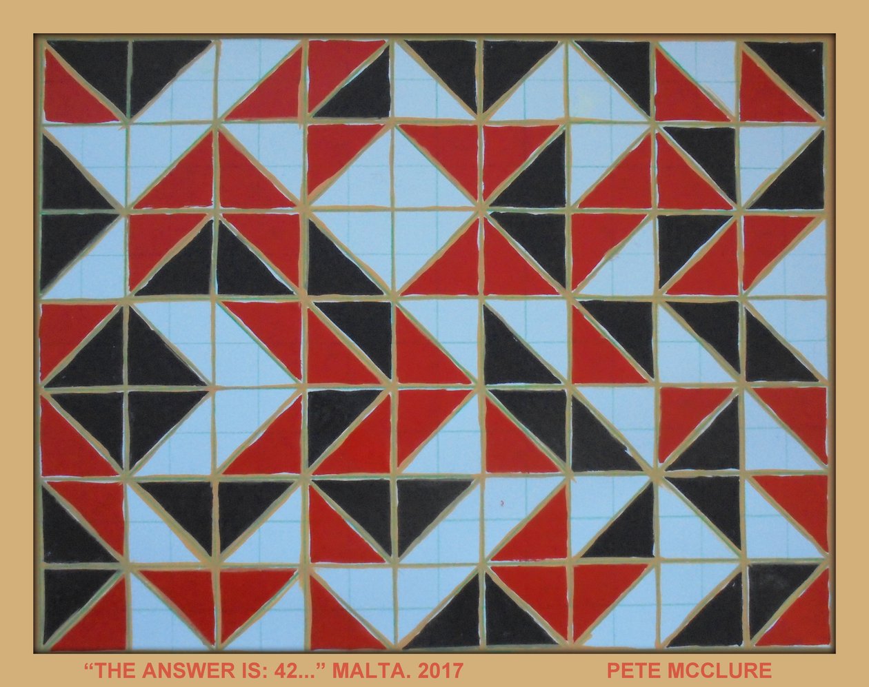 SVAR ER 42. MALTA, 2017, AKRYL PÅ PAPIR av Peter McClure