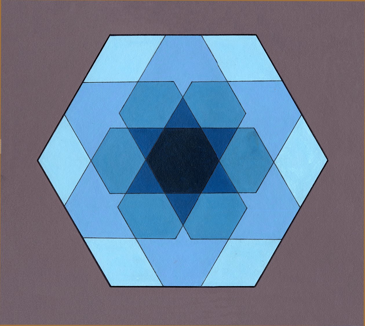 Overlaying Hexagons, 2009 (akryl om bord) av Peter McClure