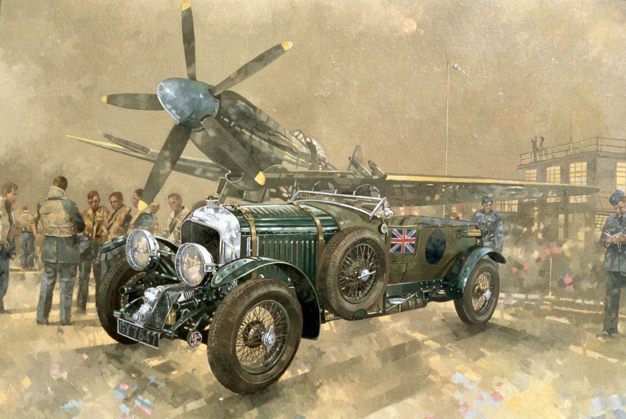 Bentley og Spitfire (olje på lerret) av Peter Miller