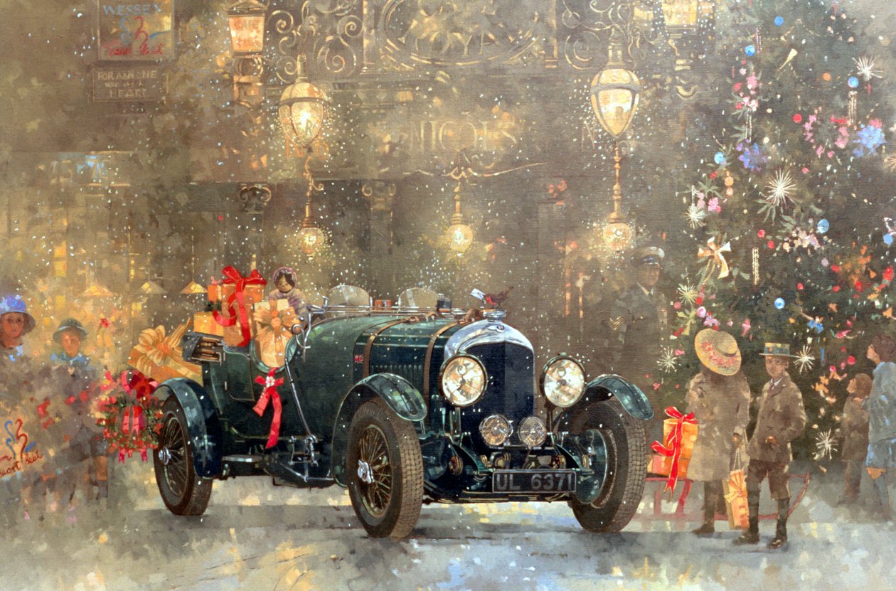 Christmas Bentley (olje på lerret) av Peter Miller