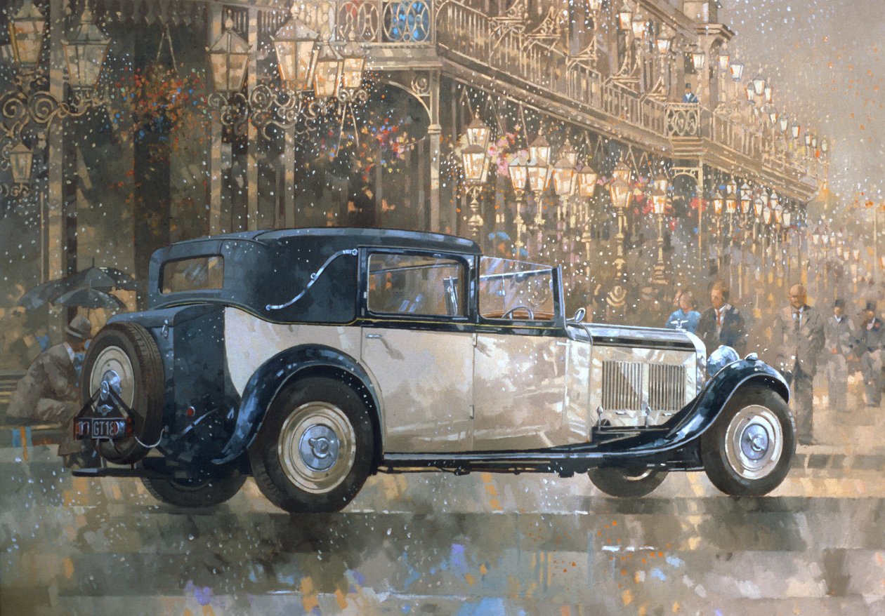 Julelys og 8 liters Bentley (olje på lerret) av Peter Miller
