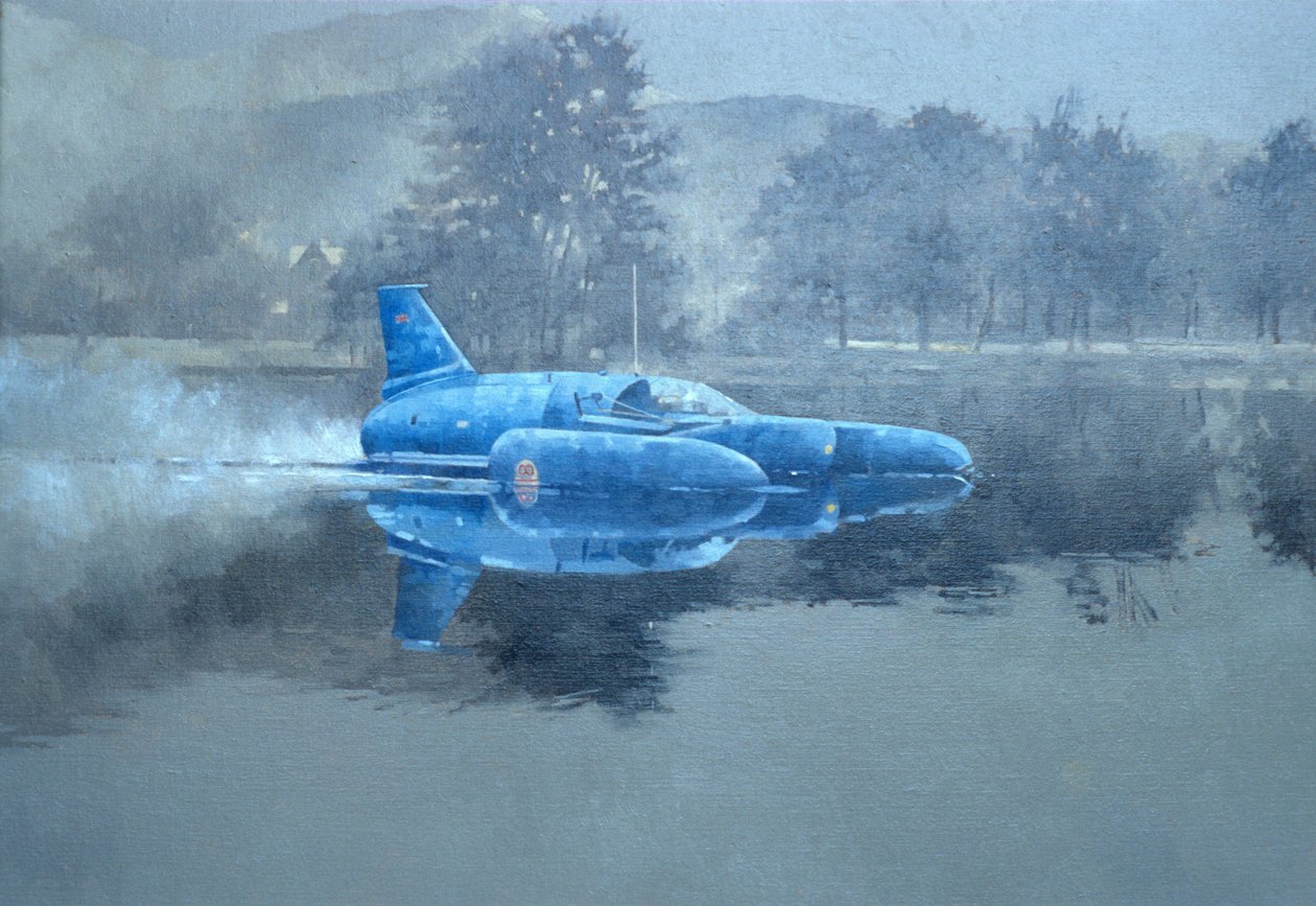 Donald Campbell og Bluebird (olje på lerret) av Peter Miller