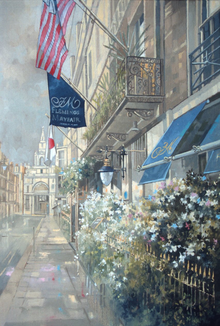 Flemings Hotel, Half Moon Street, London (olje på lerret) av Peter Miller