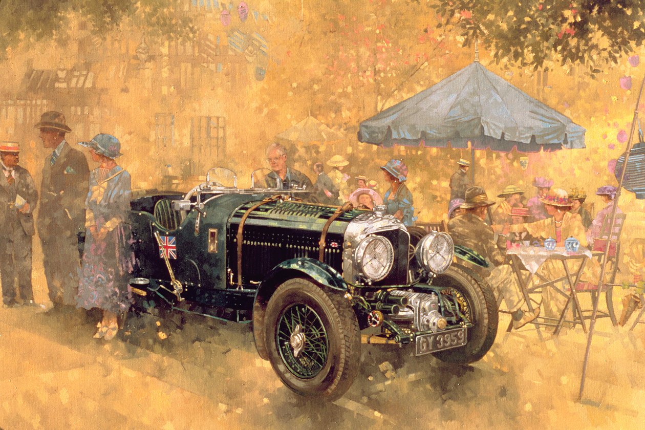 Garden Party with the Bentley (olje på lerret) av Peter Miller