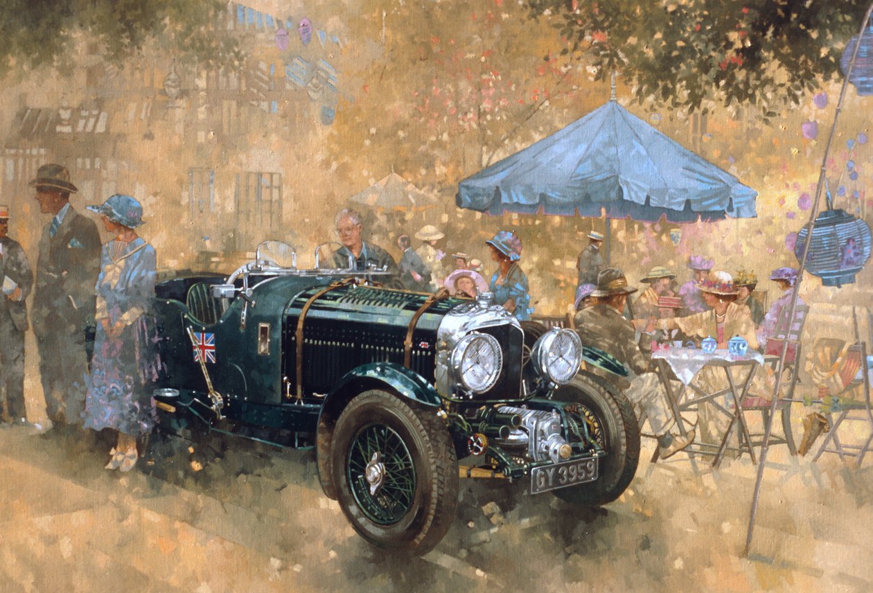 Hagefest med Bentley (olje på lerret) av Peter Miller