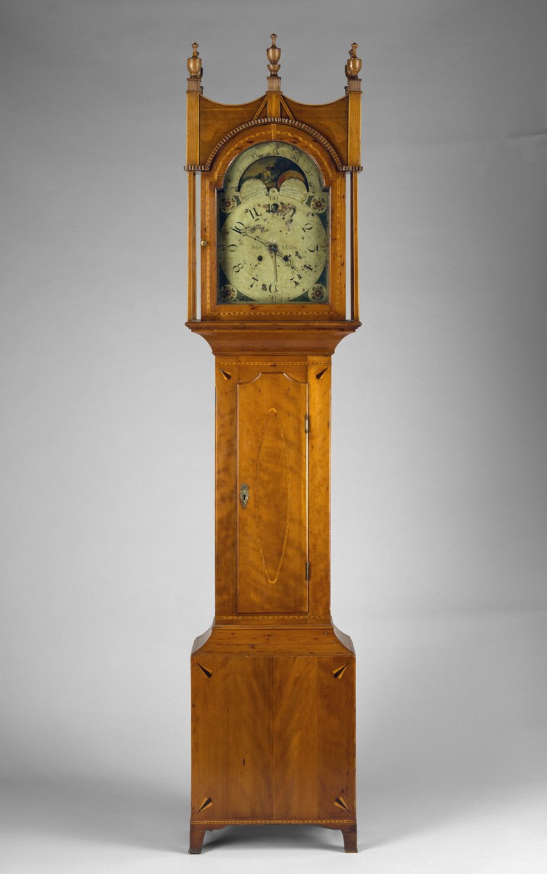 Tall Case Clock, ca. 1815 (lønn, kirsebær, messing og jern) av Peter Miller