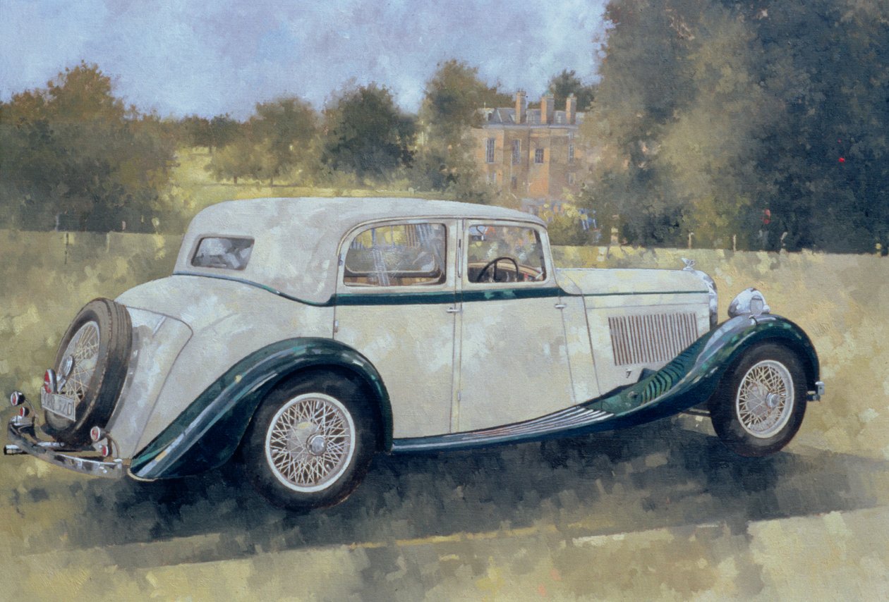 The Green and White Bentley at Althorp (olje på lerret) av Peter Miller