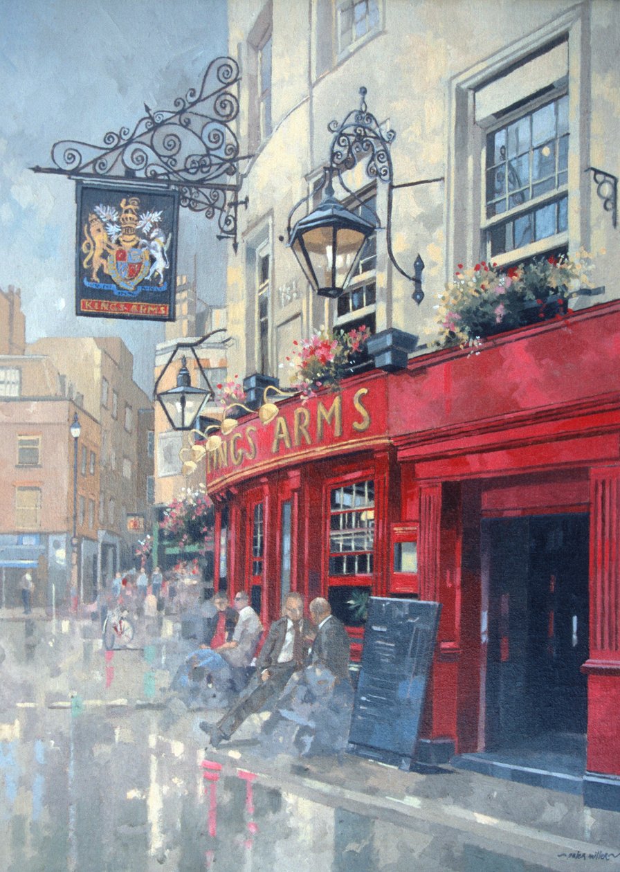 The Kings Arms, Shepherd Market, London (olje på lerret) av Peter Miller