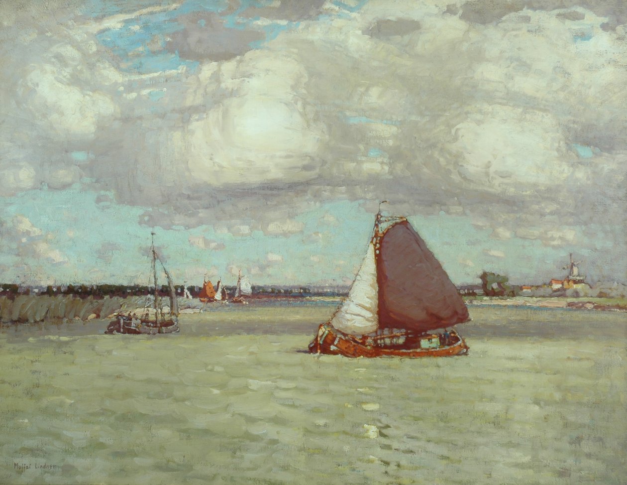 A Dutch River, ca. 1904 (olje på lerret) av Peter Moffat Lindner