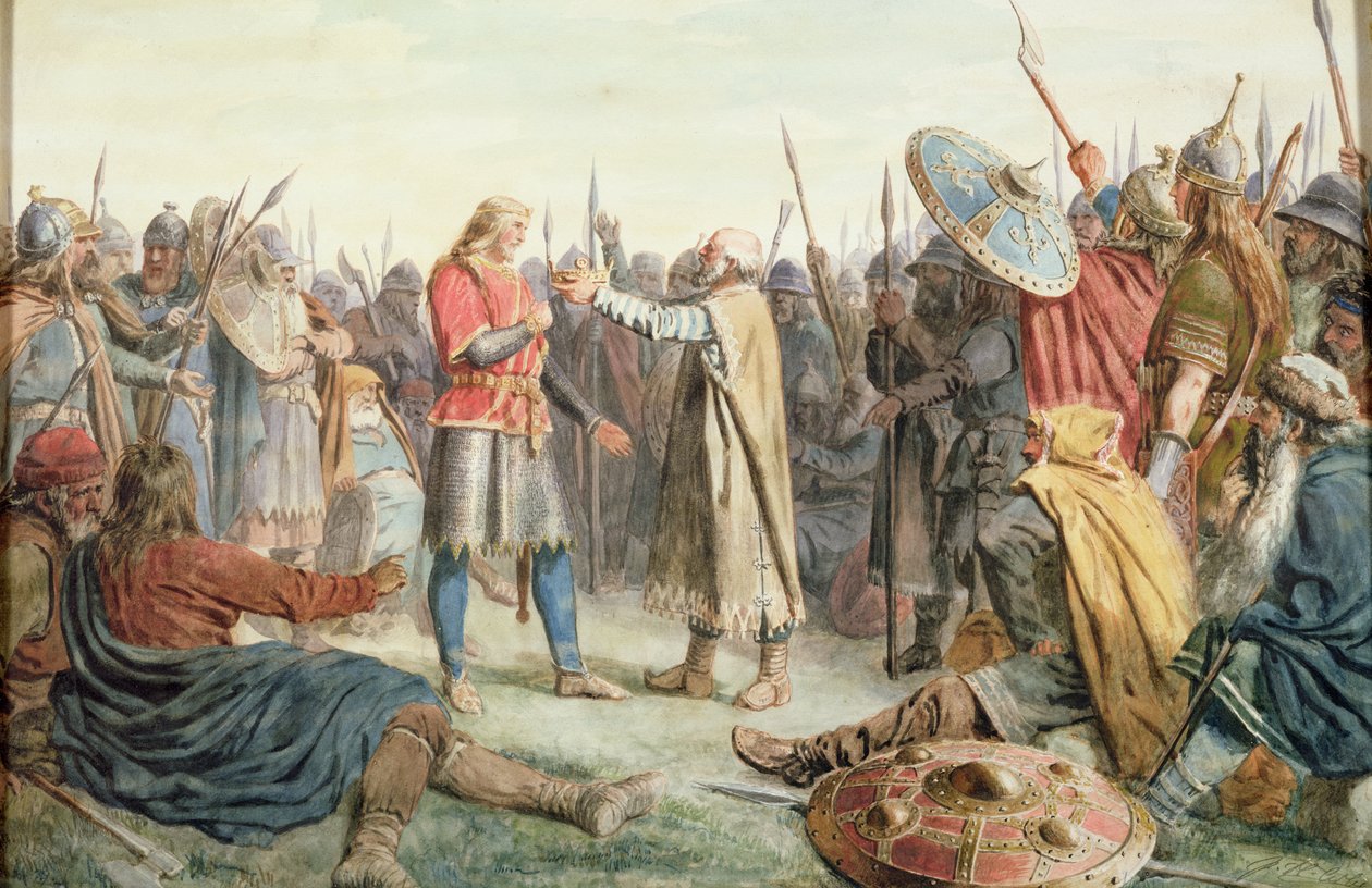 Olav Tryggvason er valgt til konge av Oreting av Peter Nicolai Arbo