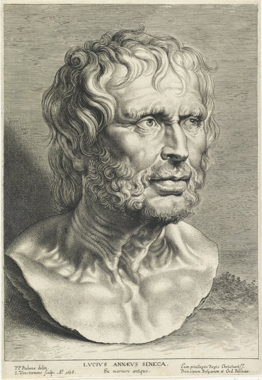 Byste av Seneca, gravert av Lucas Vorsterman av Peter Paul (after) Rubens