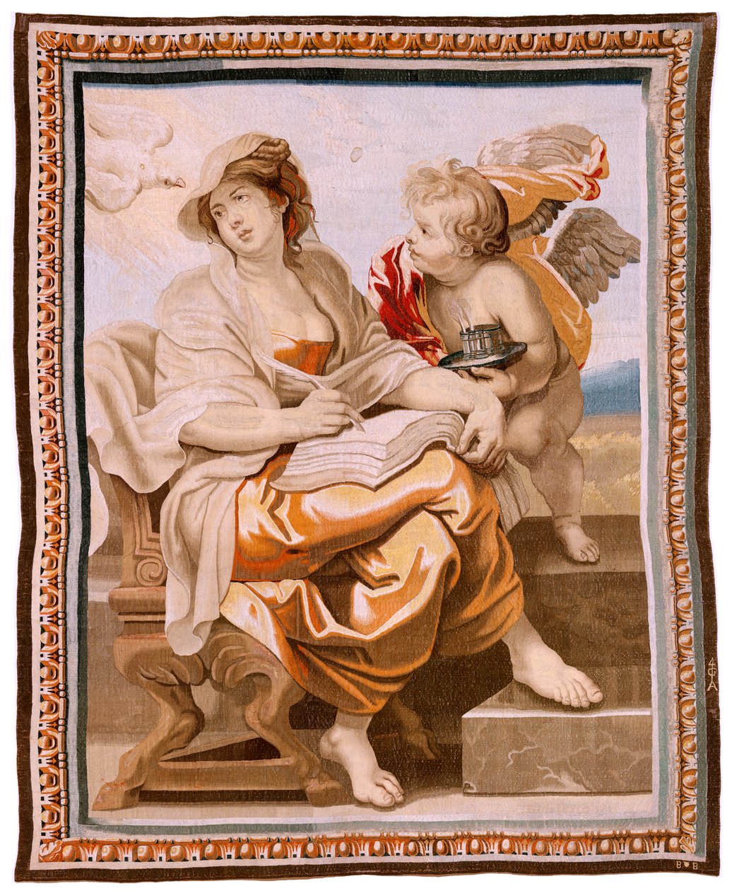 flamsk billedvev. Serien Nattverdens triumf. Visdom er inspirert av Den Hellige Ånd (La Sabiduría inspirada por el Espíritu Santo). Nittende billedvev i serien. Modell Peter Paul Rubens. 1626-1628. Produksjon Jacob II Geubels, Brussel av Peter Paul (after) Rubens