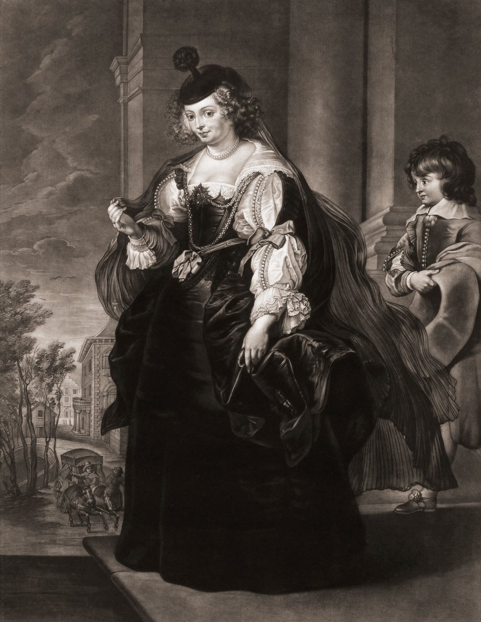 Helena Fourment eller Helene Fourment. Portrett. av Peter Paul (after) Rubens