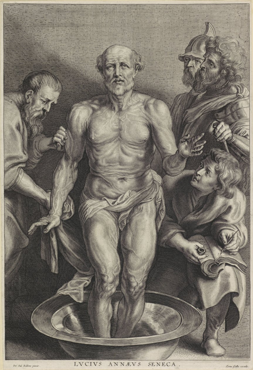The Death of Seneca, gravert av Alexander Voet II av Peter Paul (after) Rubens