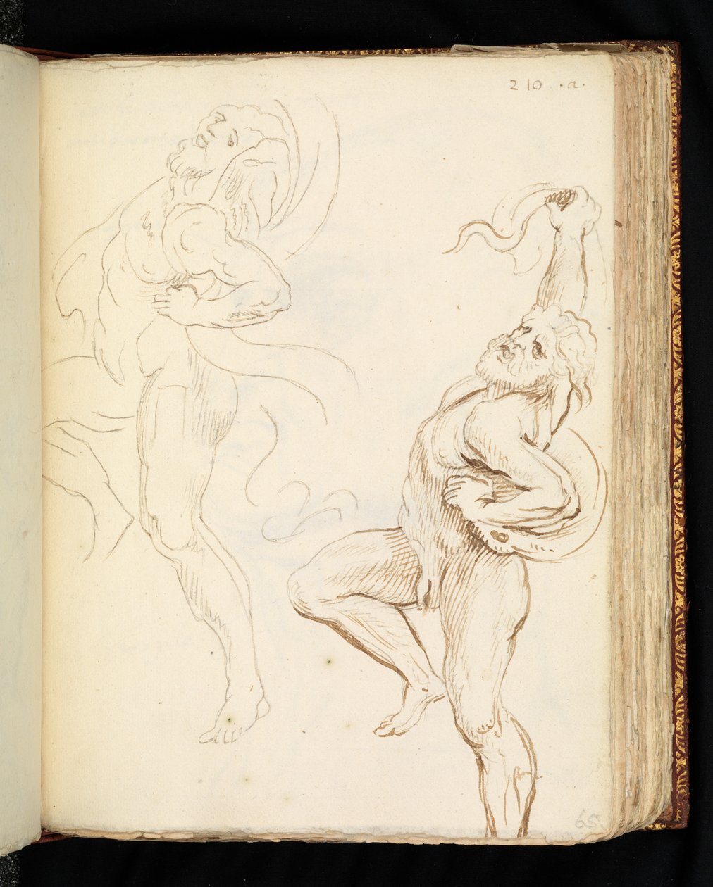 To studier av Laocoon, en med slangene forvandlet til draperi (grafitt, penn og brunt blekk på lagt papir) av Peter Paul (after) Rubens
