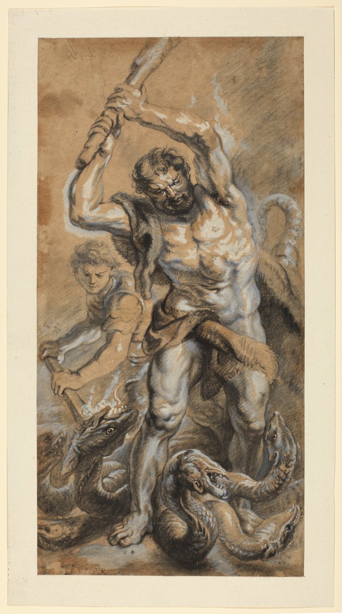 Hercules dreper Lernaean Hydra av Peter Paul (school of) Rubens