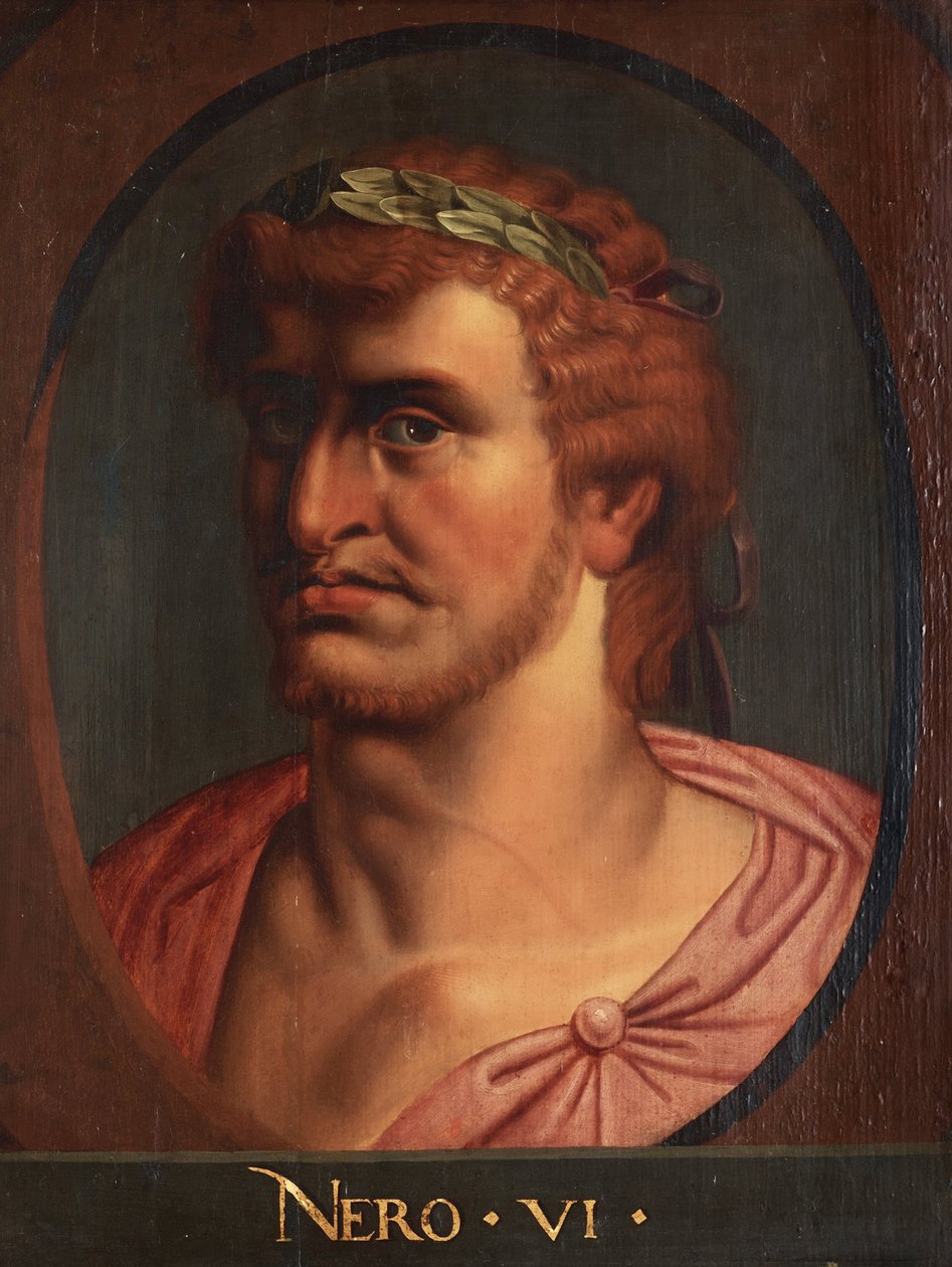 Portrett av Neron (Portrettbyste av Nero). Nero ou Lucius Domitius Ahenobarbus (37-68) keiser romain Nero Germanicus av Rubens, Peter Paul av Peter Paul (school of) Rubens