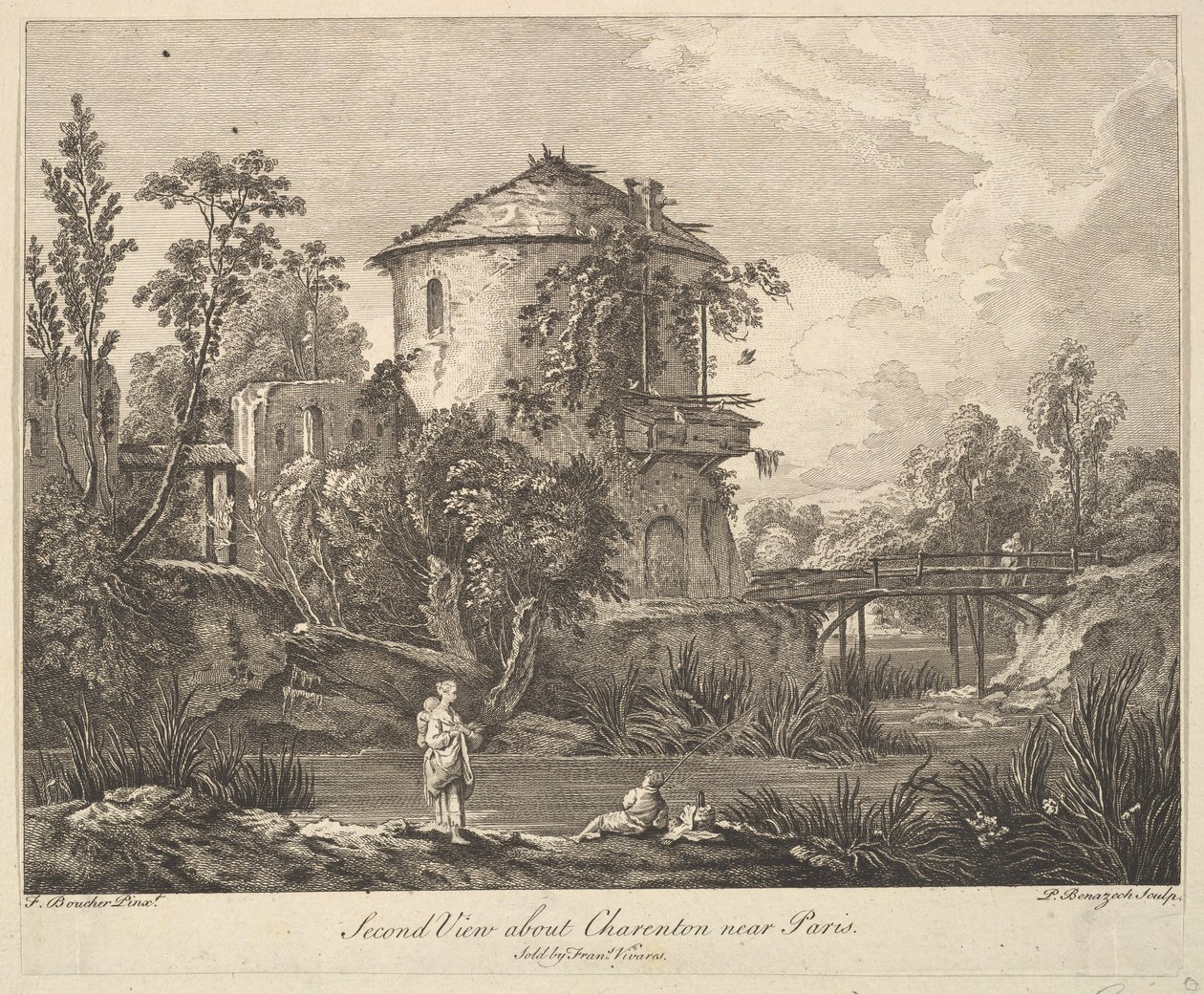 Second View of Charenton nær Paris, midten til slutten av 1700-tallet. av Peter Paul Benazech