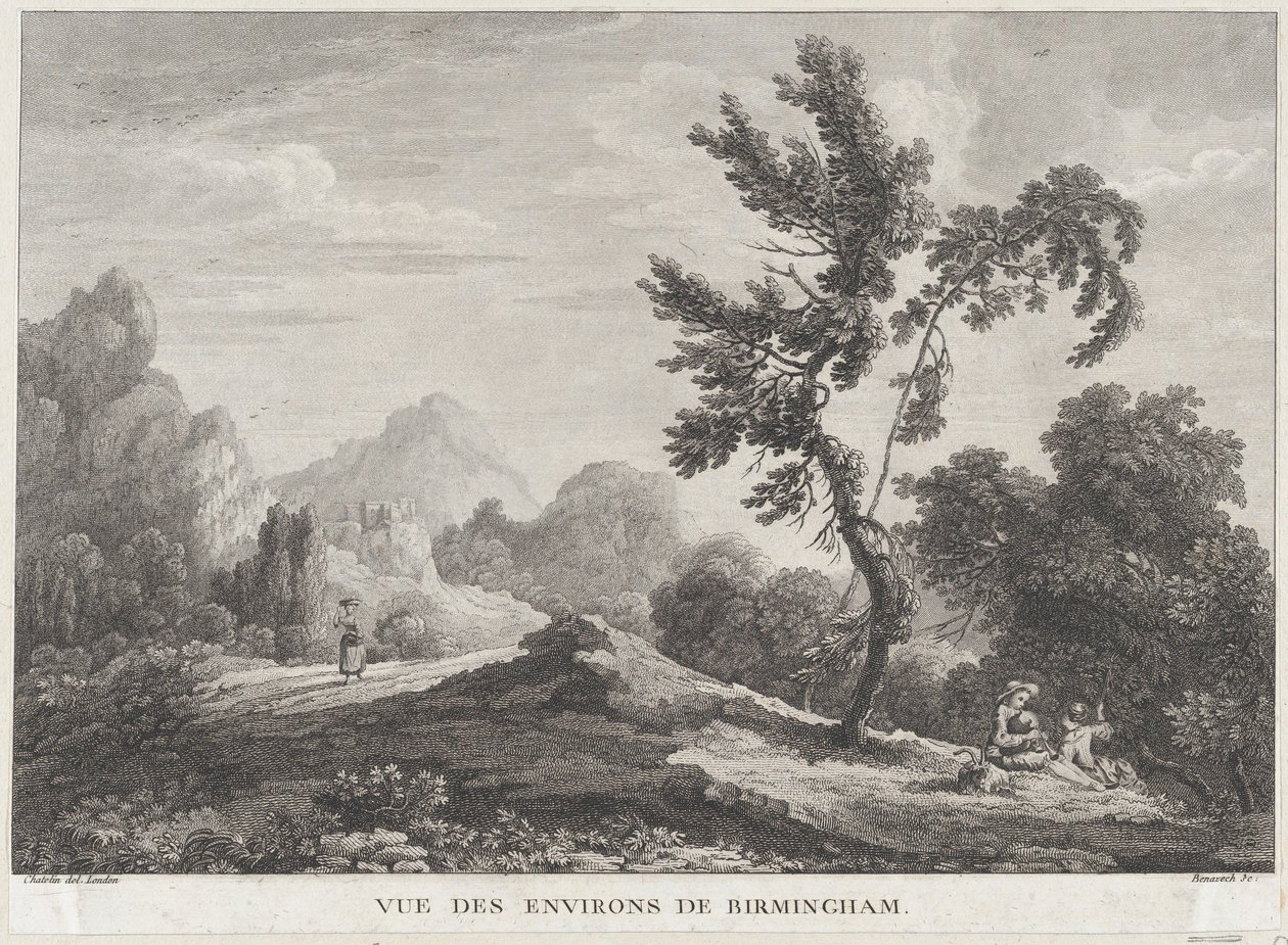 Utsikt over Birmingham, ca. 1755., ca. 1755. av Peter Paul Benazech
