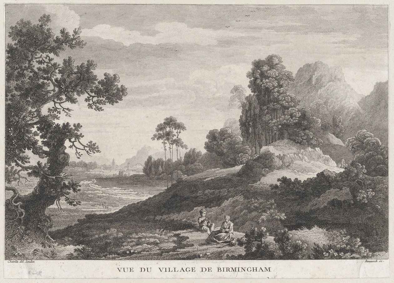 Utsikt over landsbyen Birmingham, ca. 1755., ca. 1755. av Peter Paul Benazech